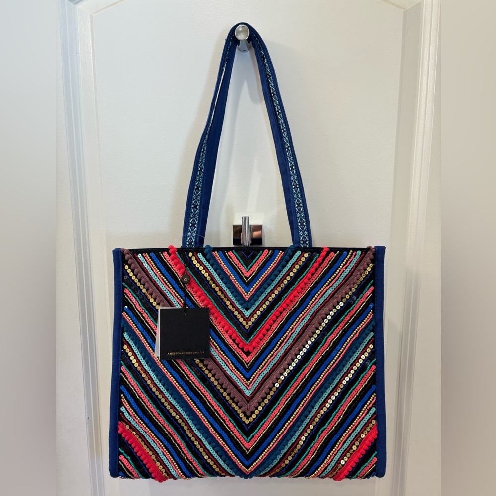 NWT America & Beyond Multicolor Striped Tote Bag